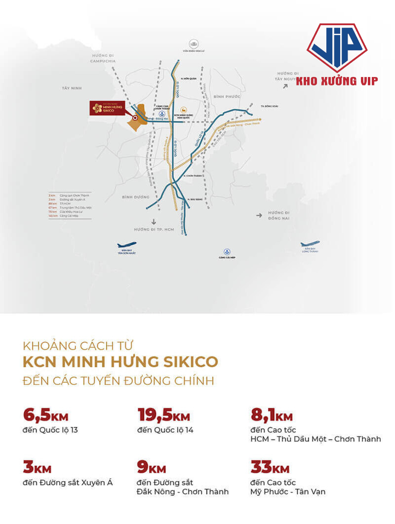 Vị trí chiến lược của KCN SIKICO ảnh hưởng trực tiếp đến giá thuê và chi phí logistics